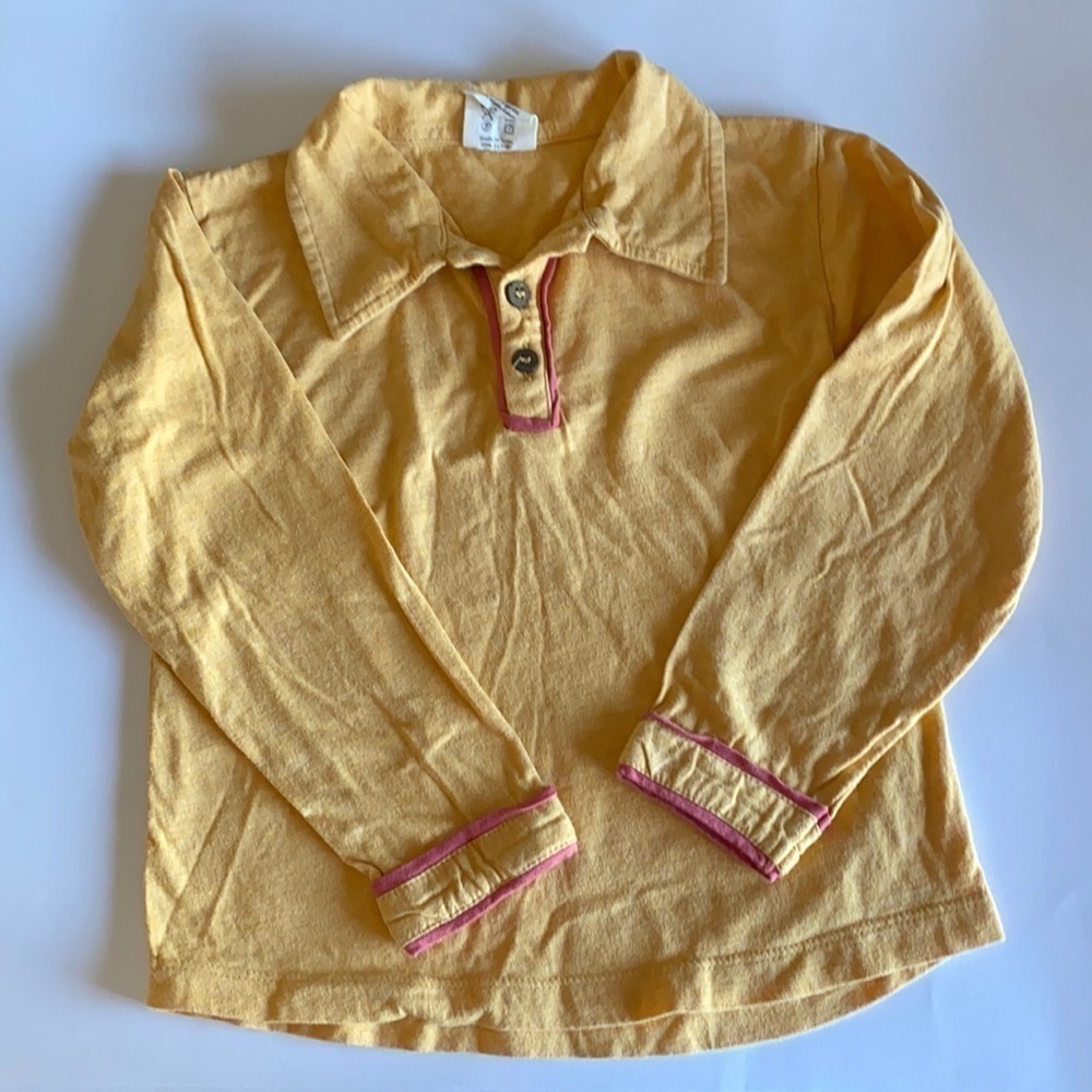 Kate Quinn Organics button down polo pink mustard long sleeve